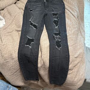 Distressed Black Women Jeans